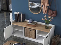 Ee101 kapstok | 100% melamine | wit, walnoot - afbeelding 5 van  7