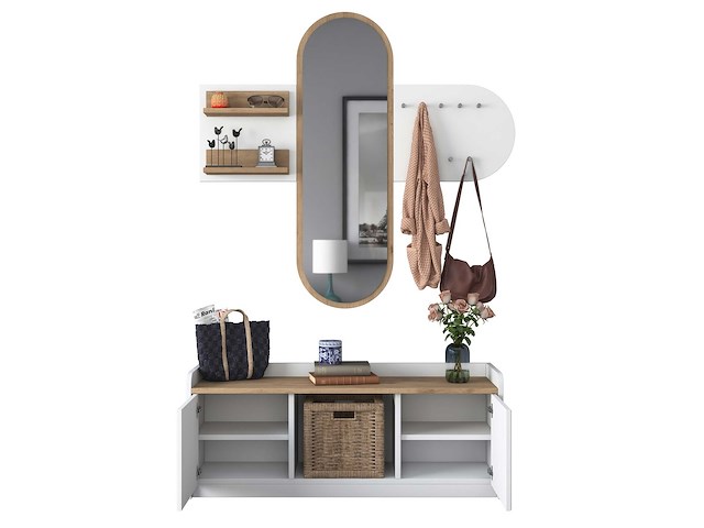 Ee101 kapstok | 100% melamine | wit, walnoot - afbeelding 6 van  7