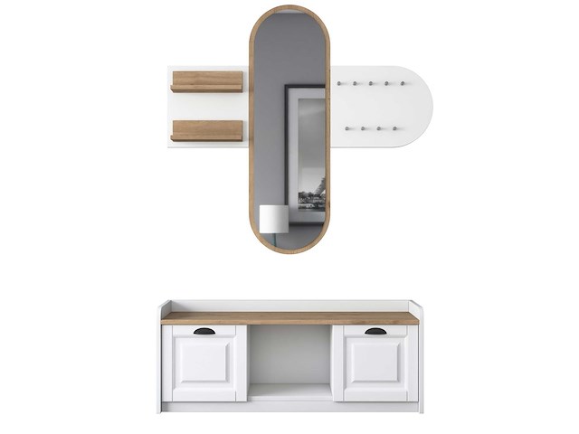Ee101 kapstok | 100% melamine | wit, walnoot - afbeelding 7 van  7