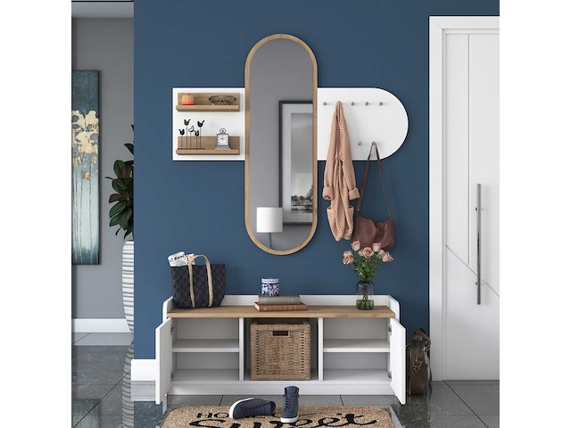 Ee101 kapstok | 100% melamine | wit, walnoot - afbeelding 3 van  7