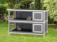 Een kast van twee verdiepingen, groot model, houten kooi voor konijnen, kippen en eenden - afbeelding 1 van  7