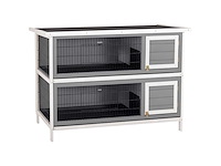 Een kast van twee verdiepingen, groot model, houten kooi voor konijnen, kippen en eenden - afbeelding 2 van  7