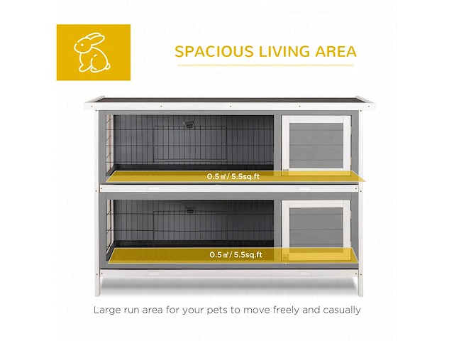 Een kast van twee verdiepingen, groot model, houten kooi voor konijnen, kippen en eenden - afbeelding 5 van  7