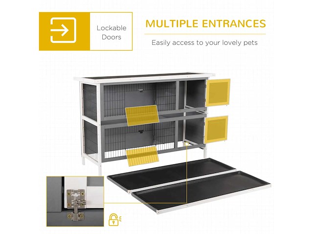 Een kast van twee verdiepingen, groot model, houten kooi voor konijnen, kippen en eenden - afbeelding 6 van  7
