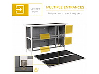 Een kast van twee verdiepingen, groot model, houten kooi voor konijnen, kippen en eenden - afbeelding 6 van  7