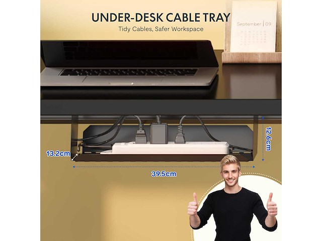 Eén sta-bureau 100x60cm, elektrisch in hoogte verstelbaar bureau - afbeelding 6 van  6