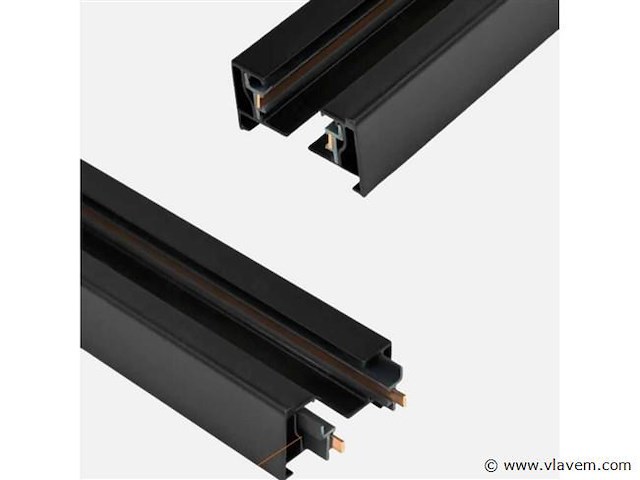 Eenfase rail . 1 m . zwart . aluminium . ip20 . inclusief montageset (x5) - afbeelding 3 van  3