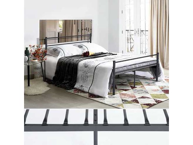 Eenpersoonsbed 140 x 190 cm - zwart - afbeelding 1 van  2