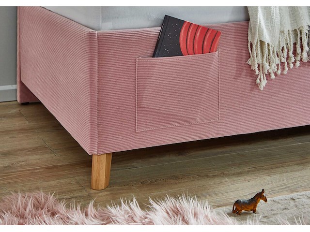 Eenpersoonsbed cool | met rugleuning | 90 x 200 cm | roze design - afbeelding 2 van  9