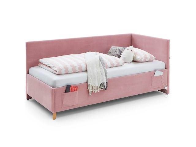 Eenpersoonsbed cool | met rugleuning | 90 x 200 cm | roze design - afbeelding 7 van  9