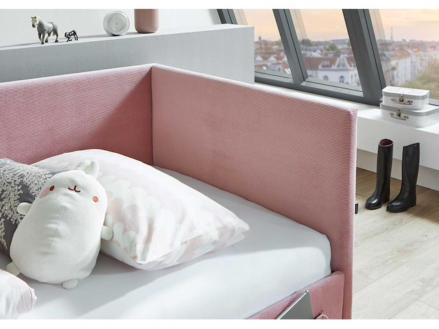 Eenpersoonsbed cool | met rugleuning | 90 x 200 cm | roze design - afbeelding 4 van  9