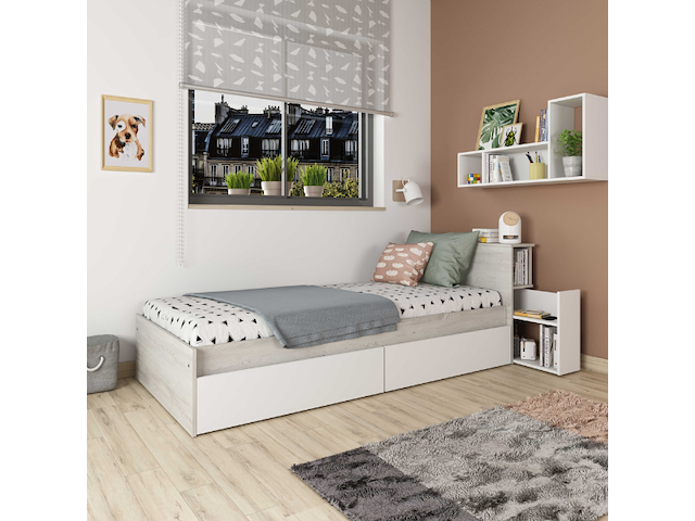 Eénpersoonsbed kazim 90x190 cm-dennenhout/wit - afbeelding 1 van  7