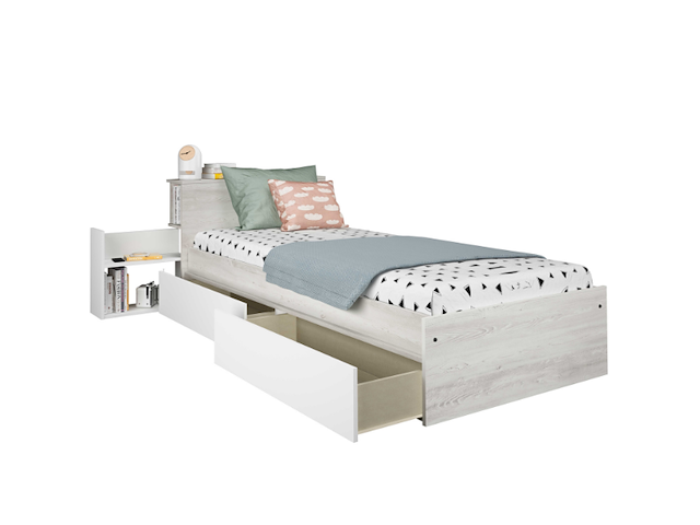 Eénpersoonsbed kazim 90x190 cm-dennenhout/wit - afbeelding 2 van  7