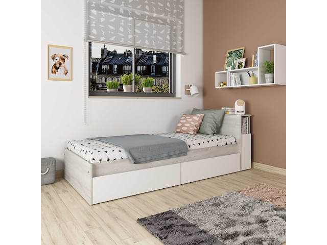 Eénpersoonsbed kazim 90x190 cm-dennenhout/wit - afbeelding 7 van  7