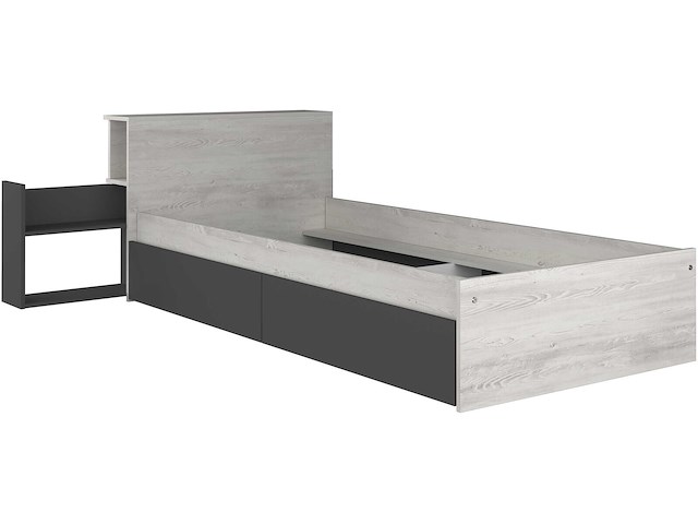Eenpersoonsbed kazim 90x200 met opbergruimte - grijs - afbeelding 1 van  2