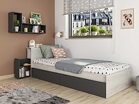Eenpersoonsbed kazim 90x200 met opbergruimte - grijs - afbeelding 2 van  2