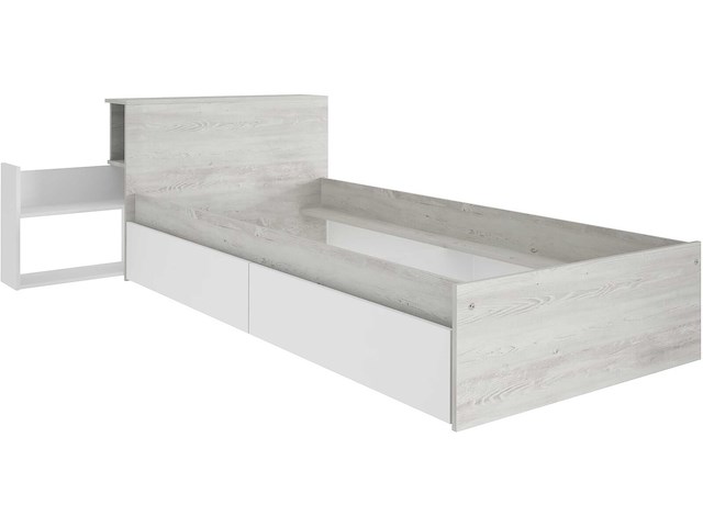 Eenpersoonsbed kazim 90x200 met opbergruimte - wit - afbeelding 2 van  4