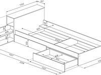 Eenpersoonsbed kazim 90x200 met opbergruimte - wit - afbeelding 3 van  4