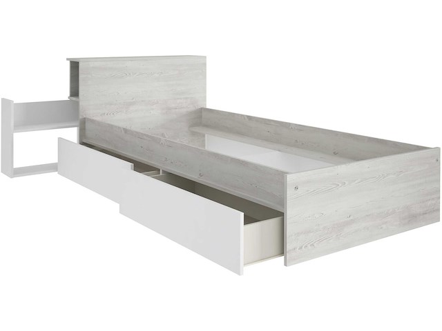 Eenpersoonsbed kazim 90x200 met opbergruimte - wit - afbeelding 4 van  4