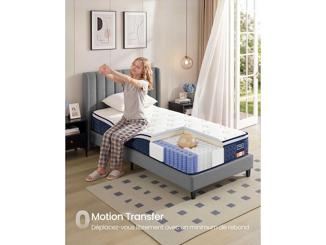 Eenpersoonsmatras 90 x 190 x 25 cm, hybrid pocket coil matras - afbeelding 7 van  7