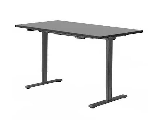 Eenvoudig sta-bureau met dubbele motoren - gebogen bovenblad 140x70cm zwart - afbeelding 1 van  6