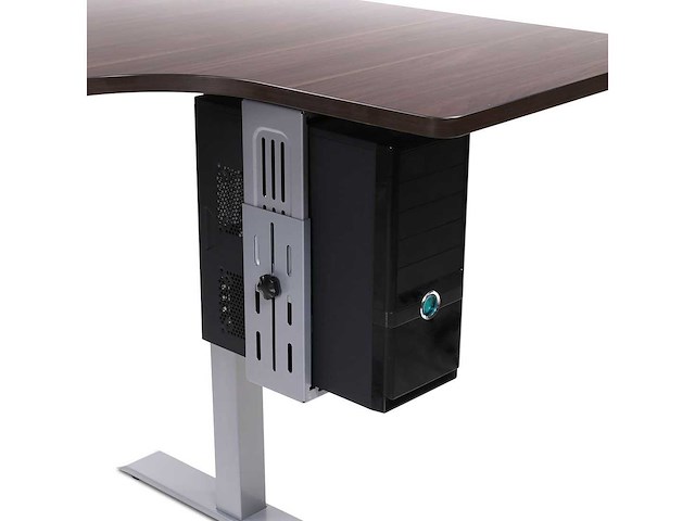 Eenvoudig sta-bureau met dubbele motoren - gebogen bovenblad 140x70cm zwart - afbeelding 6 van  6