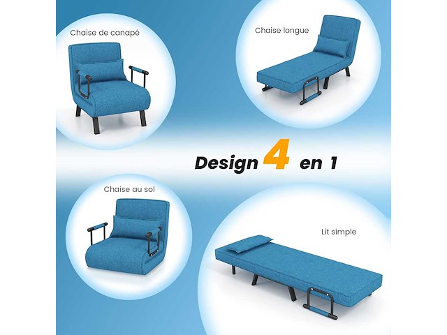Eenzitter slaapbank, 4-in-1 fauteuil slaapbank - afbeelding 5 van  7