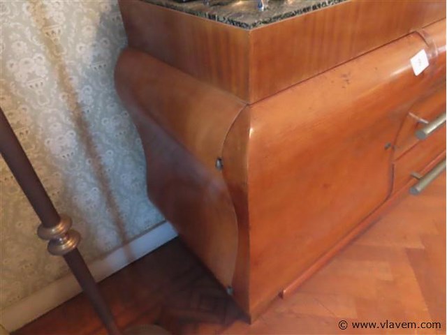 Eetkamer art-deco, buffetkast, vitrinekast, tafel en 6 stoelen - afbeelding 2 van  3