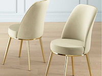 Eetkamerstoel - cream velvet (x6) - afbeelding 1 van  4