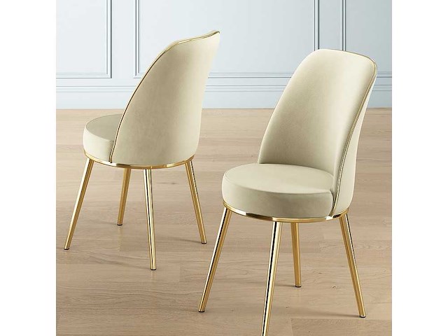 Eetkamerstoel - cream velvet (x6) - afbeelding 2 van  4