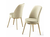 Eetkamerstoel - cream velvet (x6) - afbeelding 3 van  4