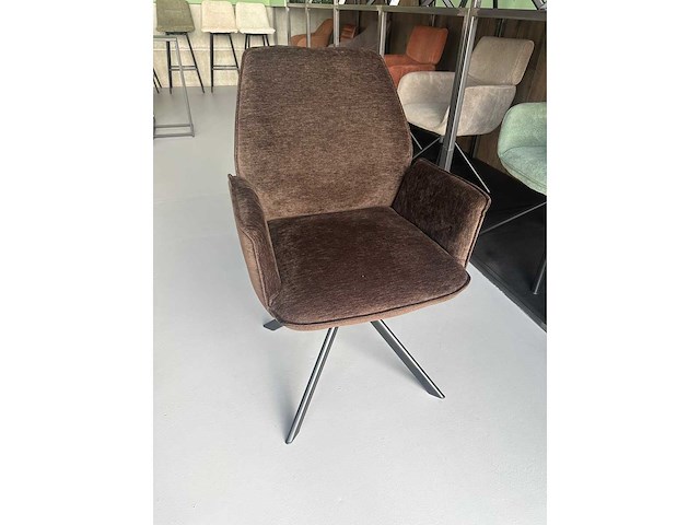 Eetkamerstoel bruin velvet (6x) - afbeelding 4 van  4