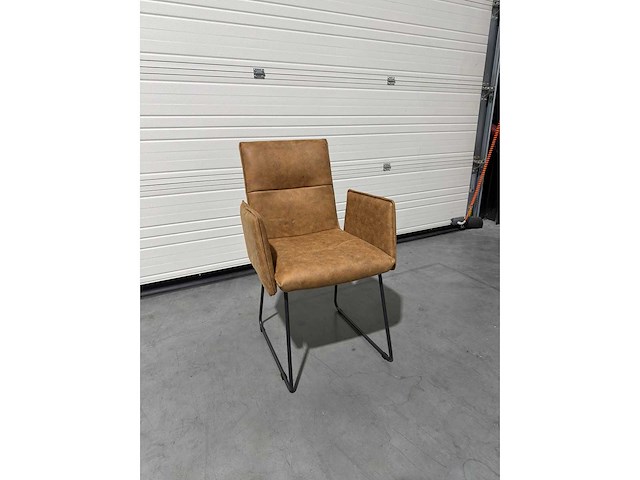 Eetkamerstoel cognac microleder (5x) - afbeelding 1 van  3