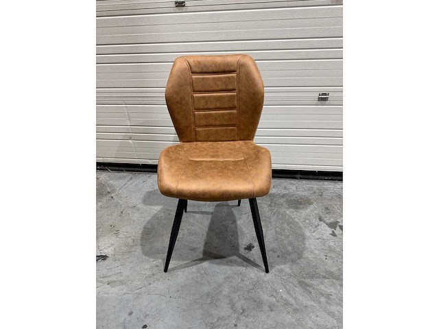 Eetkamerstoel cognac microleder (6x) - afbeelding 1 van  5