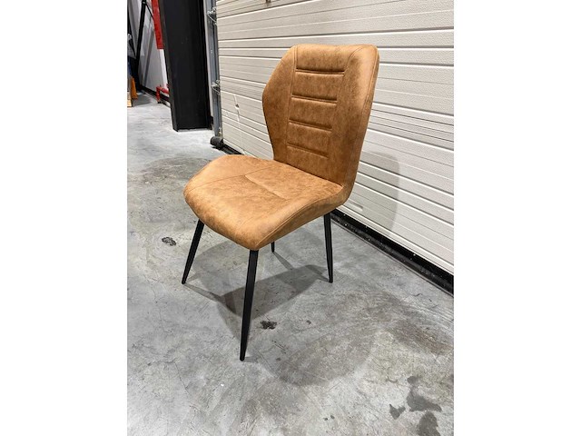 Eetkamerstoel cognac microleder (6x) - afbeelding 2 van  5