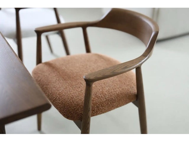 Eetkamerstoel essenhout terracotta - afbeelding 1 van  2