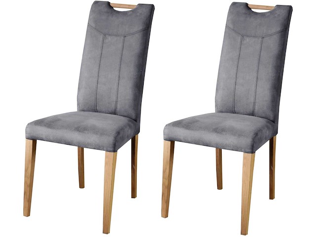 Eetkamerstoel, gestoffeerde stoel, massief eikenhouten frame - set van 2 - afbeelding 1 van  3