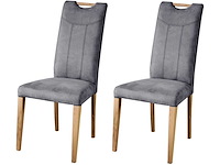 Eetkamerstoel, gestoffeerde stoel, massief eikenhouten frame - set van 2 - afbeelding 1 van  3