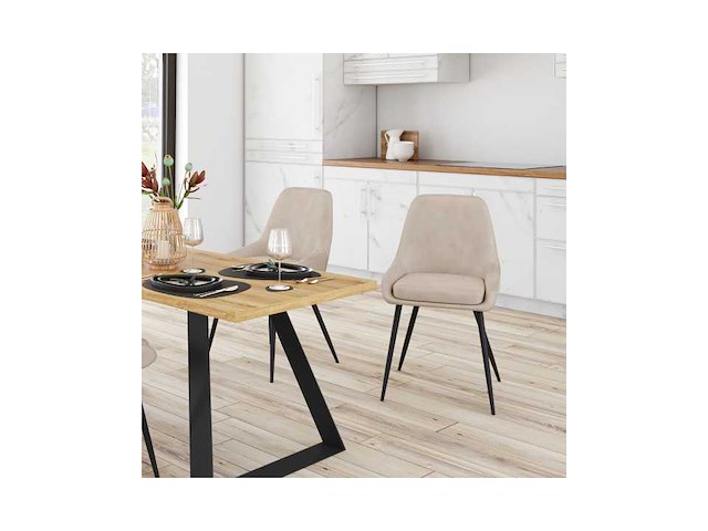 Eetkamerstoelen - taupe metalen poten (x8) - afbeelding 2 van  6