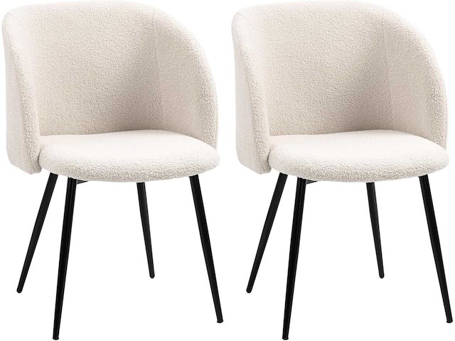 Eetkamerstoelen in krulwol-effect stof (x4) - afbeelding 2 van  8