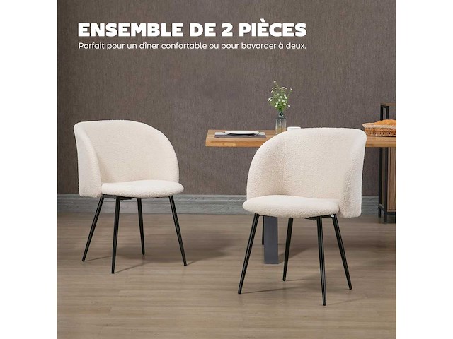 Eetkamerstoelen in krulwol-effect stof (x4) - afbeelding 4 van  8