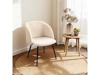 Eetkamerstoelen in krulwol-effect stof (x4) - afbeelding 6 van  8