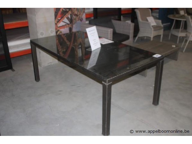 Eetkamertafel 180x100cm wicker + glasblad - afbeelding 1 van  2