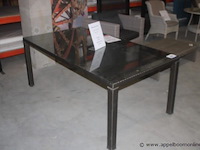 Eetkamertafel 180x100cm wicker + glasblad - afbeelding 1 van  2