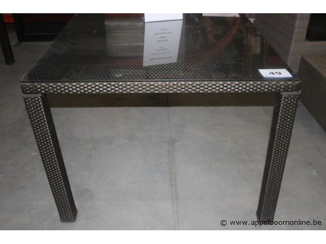 Eetkamertafel 180x100cm wicker + glasblad - afbeelding 2 van  2