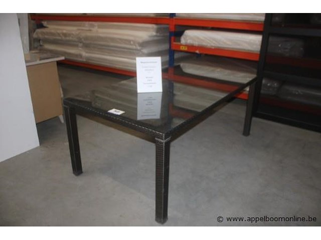 Eetkamertafel 180x100cm wicker + glasblad - afbeelding 1 van  2