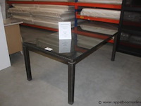 Eetkamertafel 180x100cm wicker + glasblad - afbeelding 1 van  2