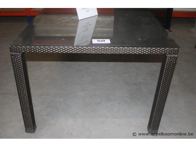 Eetkamertafel 180x100cm wicker + glasblad - afbeelding 2 van  2