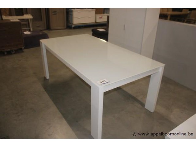 Eetkamertafel glas/wit hoogglans - afbeelding 1 van  2