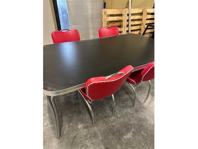 Eetkamertafel met 4 stoelen - belair retro - afbeelding 2 van  4